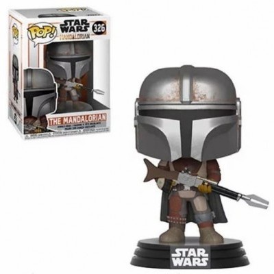 Figura POP! de vinil The Mandalorian número 326 com caixa à esquerda
