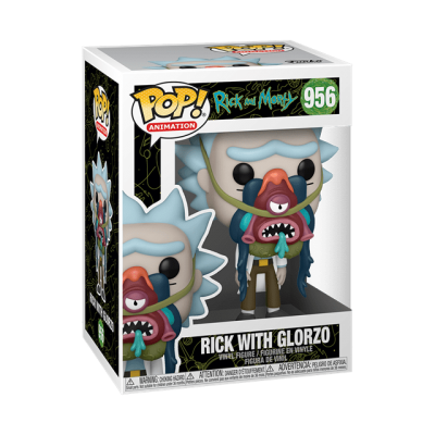 Figura Funko Pop Rick with Glorzo da série Rick and Morty na embalagem
