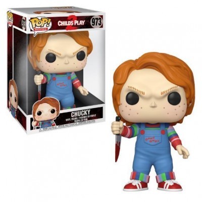 Figura Funko Pop Chucky de Child's Play com roupa azul e faca