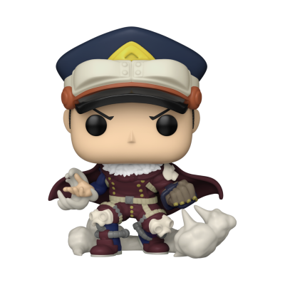 Figura colecionável Funko Pop personagem com uniforme bordô azul e capa