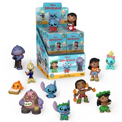 Figuras de personagens Disney Lilo & Stitch com caixas azuis