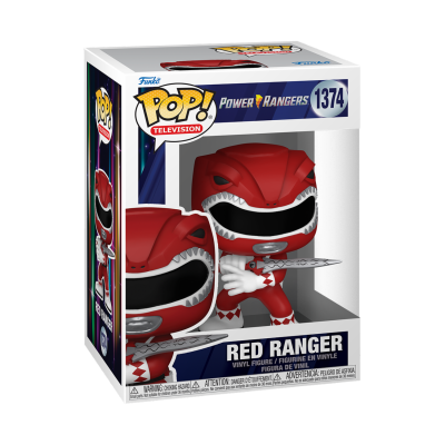 Figura Pop! Power Rangers Red Ranger de vinil com capacete vermelho em caixa