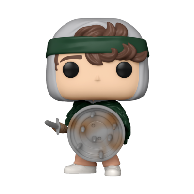 Boneco de vinil Funko Pop com capa verde e escudo cinzento