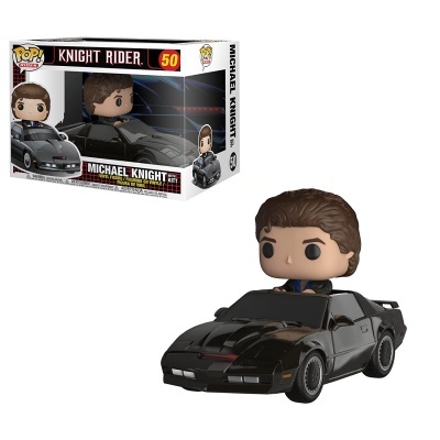 Figura Funko Pop Michael Knight com carro KITT Knight Rider preto em caixa colorida