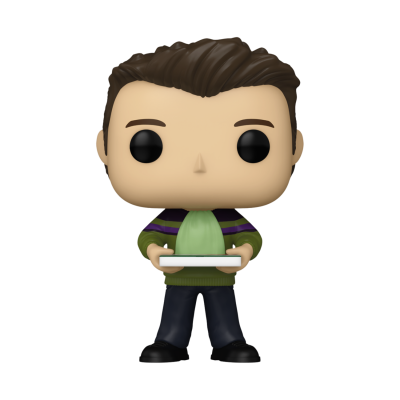 Funko Pop com camisola verde e tablet branco