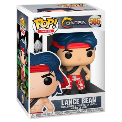 Figura Funko Pop! Lance Bean, Contra, 586, com cabelo azul e roupa vermelha e branca na embalagem