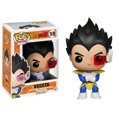 Figura Funko Pop Vegeta Dragon Ball Z vinil com escudo ocular vermelho e roupa azul e branca