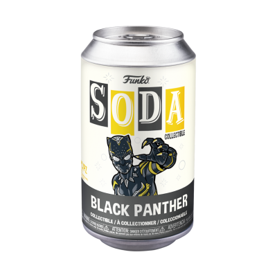 Lata Funko Soda Collectible Black Panther com imagem do personagem e texto