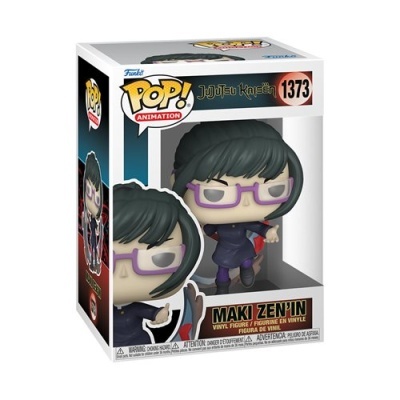 Funko Pop! Animation número 1373, Maki Zen'in, Jujutsu Kaisen, figura vinil com óculos roxos na embalagem