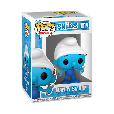 Boneco Funko Pop! Handy Smurf da série The Smurfs na embalagem