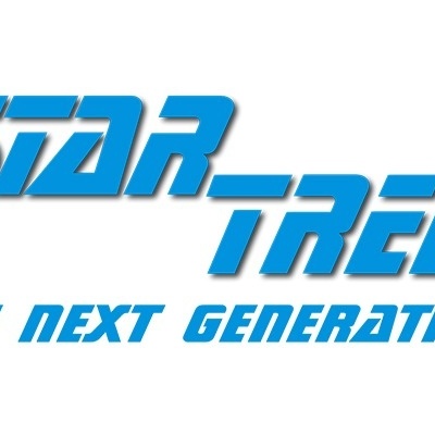 Logótipo azul de STAR TREK THE NEXT GENERATION em fundo branco