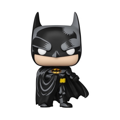 Figura Funko Pop do Batman em vinil preto com capa e cinto amarelo