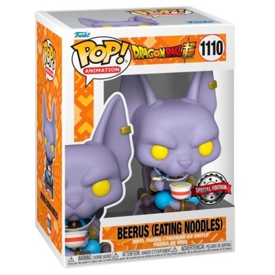 Funko Pop Beerus a comer noodles da coleção Dragon Ball Super na caixa