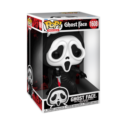 Figura POP! Ghost Face com máscara branca e roupa preta na caixa