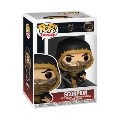 Figura de vinil Scorpion de Mortal Kombat em caixa Pop! Movies