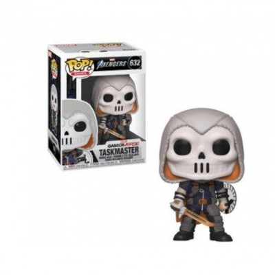 Figura Funko Pop! Taskmaster da Marvel com máscara e capuz cinza na caixa