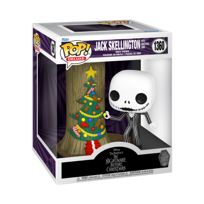Figura Pop! Deluxe Jack Skellington com árvore de Natal na caixa