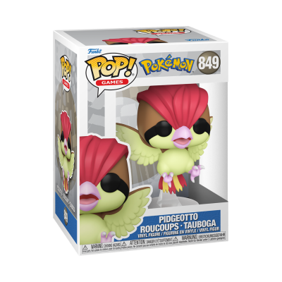 Funko Pop! Pokémon Pidgeotto figura de vinil numa caixa colorida e transparente