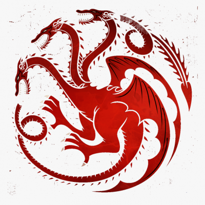 Dragão vermelho de três cabeças com design tribal