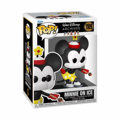 Figura Funko Pop! Minnie on Ice em caixa com textos e número 1109