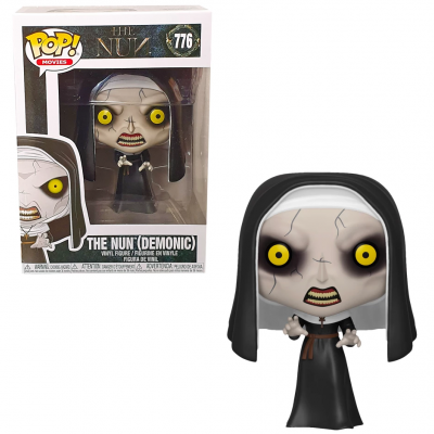Figura Funko Pop! da freira demoníaca do filme The Nun em vinil com olhos amarelos grandes e roupa preta