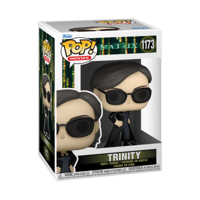 Figura Funko Pop! Trinity do Matrix com óculos escuros em caixa