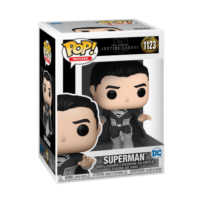 Figura Funko Pop! de vinil do Superman com roupa preta em caixa original