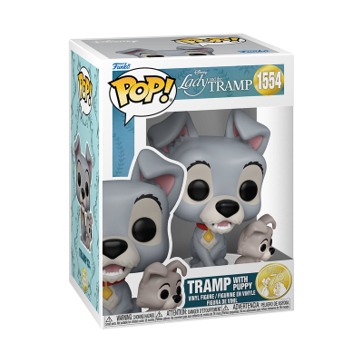 Figura Funko Pop! Tramp com cachorrinho da Disney na embalagem