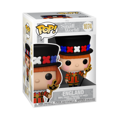 Figura Funko Pop England com chapéu decorado e roupa tradicional em caixa