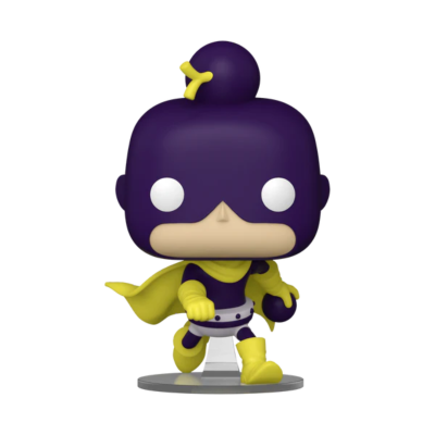 Figura colecionável Funko Pop personagem roxo com capa e botas amarelas