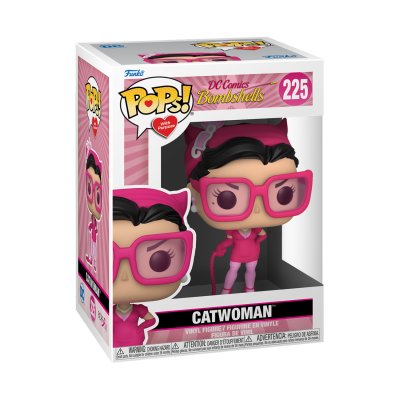 Figura Funko Pop! Catwoman da coleção DC Comics Bombshells, nº 225, com óculos e fato rosa, na embalagem