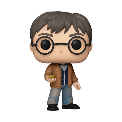 Figura Funko Pop de Harry Potter com casaco castanho e óculos redondos