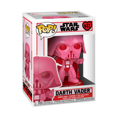 Caixa da figura Pop! Star Wars Darth Vader rosa nº 417 em vinil com cabeça oscilante