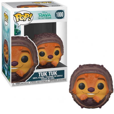 Funko Pop! Tuk Tuk do filme Raya and the Last Dragon em caixa e figura individual