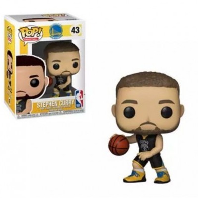 Figura Funko Pop! Stephen Curry com bola de basquetebol e caixa amarela e branca