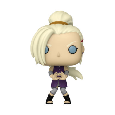 Figura Funko Pop com cabelo branco e roupa roxa