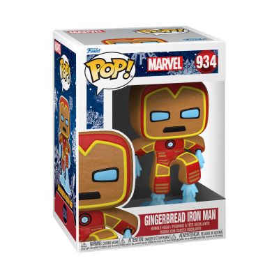 Boneco Funko Pop Gingerbread Iron Man na caixa