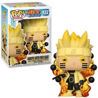 Figura Funko Pop! Naruto Sixth Path Sage em caixa com chamas e detalhes amarelos.
