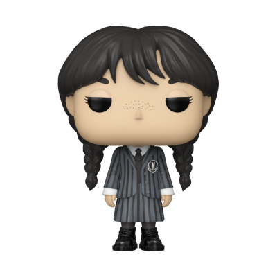 Figura Funko Pop com fato risca de giz azul escuro e cabelo negro em tranças