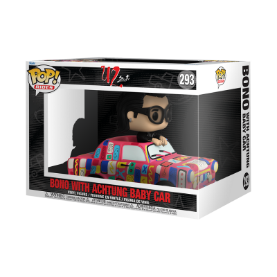 Figura Funko Pop! de Bono com carro colorido Achtung Baby na embalagem