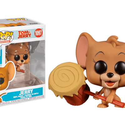 Figura Funko Pop! Jerry do desenho Tom & Jerry com rolo de massa e embalagem