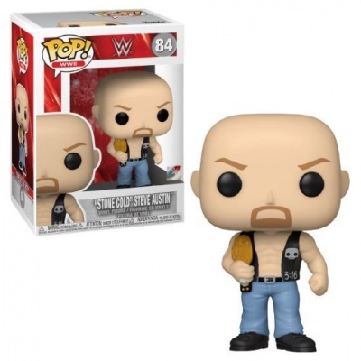 Figura Funko Pop! Stone Cold Steve Austin com caixa branca e vermelha