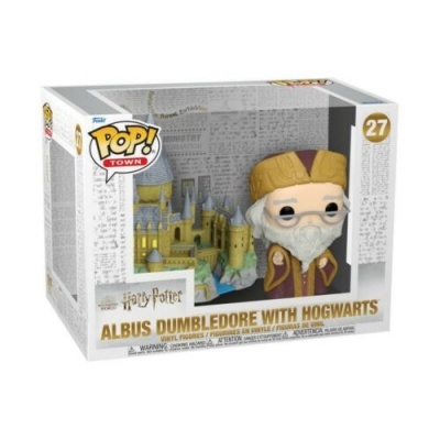 Figura Funko Pop de Albus Dumbledore com Hogwarts em embalagem