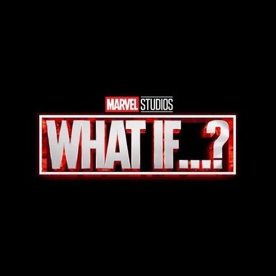 Logótipo de 'MARVEL STUDIOS WHAT IF...?' sobre fundo preto