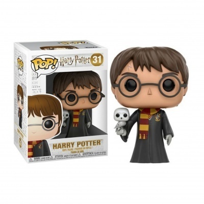 Boneco POP! Harry Potter com coruja e caixa ao lado
