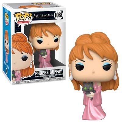 Figura Funko Pop Phoebe Buffay vestido rosa a segurar gato preto