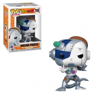Figura Funko Pop! Mecha Frieza Dragon Ball Z número 705 com corpo metálico e caixa visível