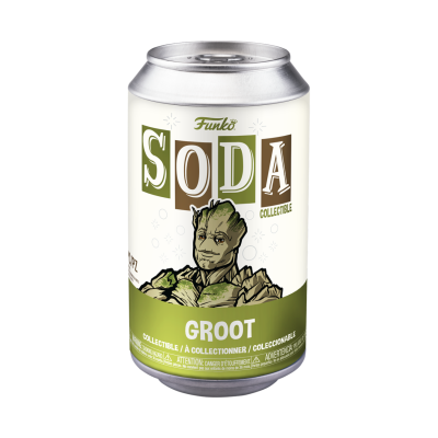 Lata Funko SODA colecção Groot verde e branca com imagem do personagem