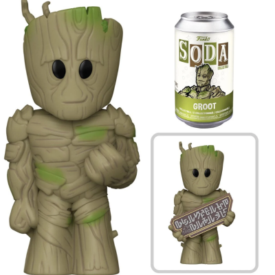 Figura colecionável Funko Pop Groot e lata Funko Soda Groot