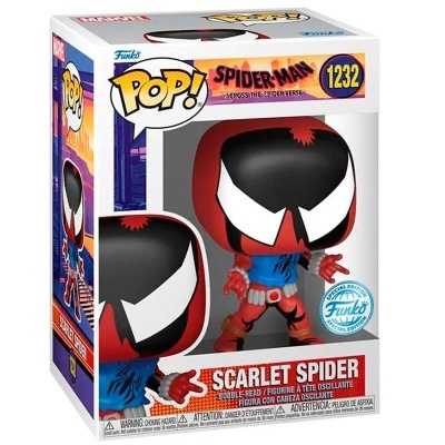 Figura Funko Pop Scarlet Spider em caixa com janela transparente